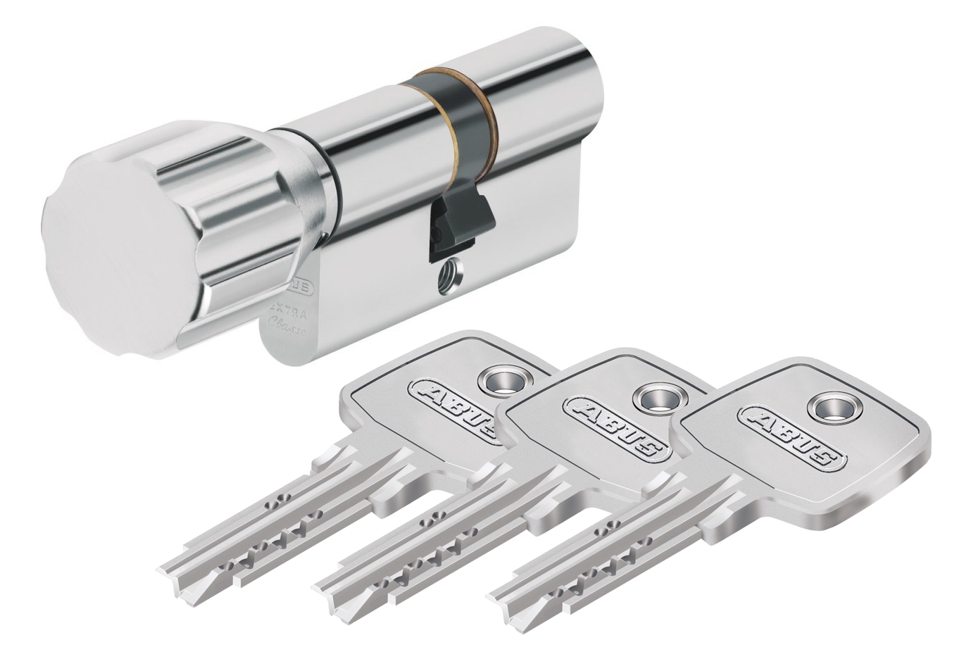 ABUS EC 550 Profilzylinder Set Knaufzylinder Gleichschließend mit 3 Schlüssel 